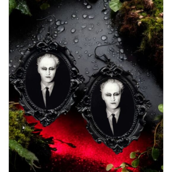 Carnival of Souls Earrings Black Gothic Oversized Jewelry Classic Horror Films - Picture 1 of 2